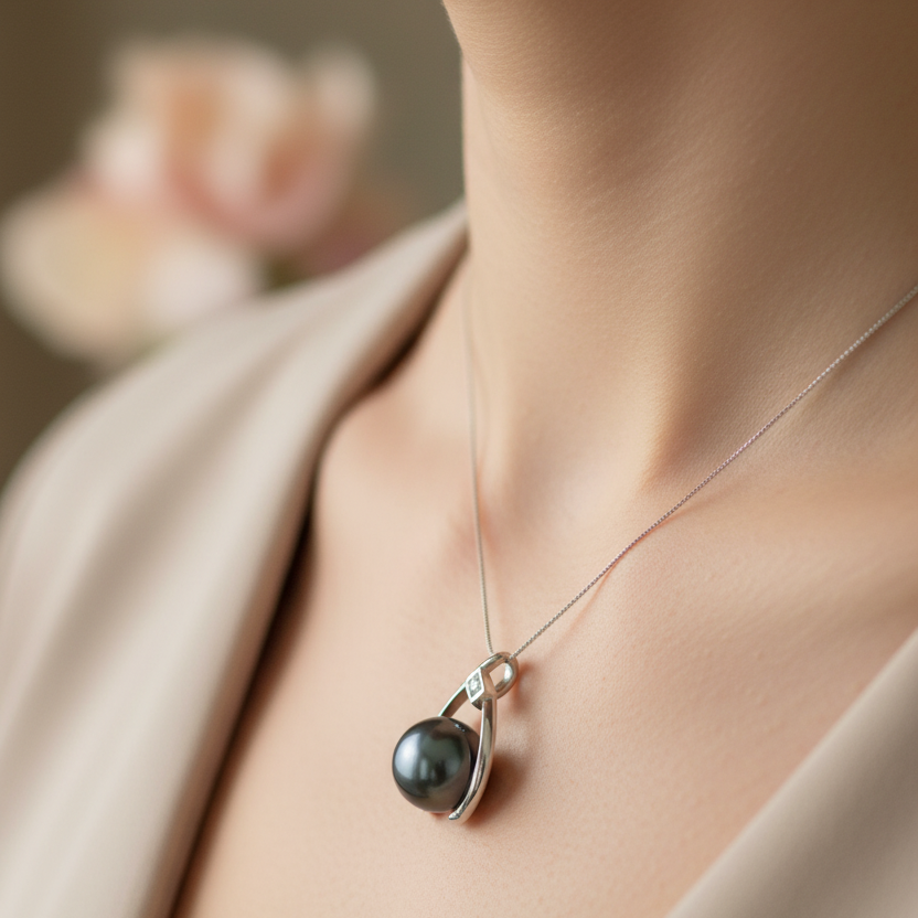 Pendant With Cubic Zirconia And Blue Freshwater Pearl - Terciany 