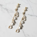 Gold Drop Earrings With Lots Of Dangling Freshwater - Terciany 