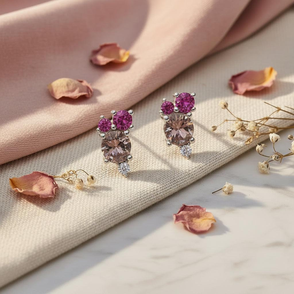 Shades Of Pink Stud Earrings