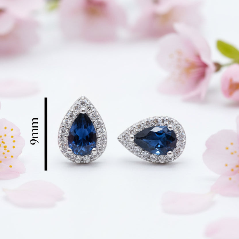Blue Oval Teardrop Studs