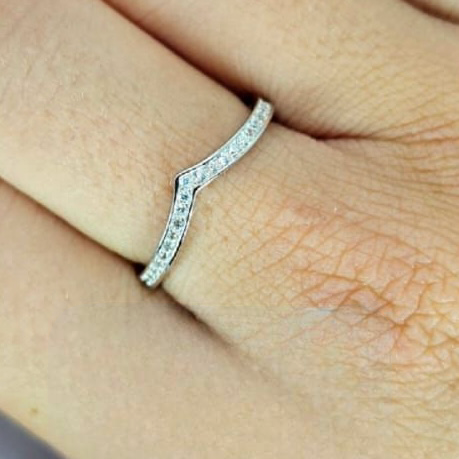 Sterling Silver And Cubic Zirconia Pavé Wishbone Ring