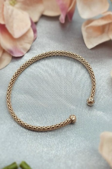 Rosé gold plated on sterling silver mesh bracelet