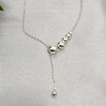 A sterling silver necklace with a series of ball details on a chain, displayed against a light background.