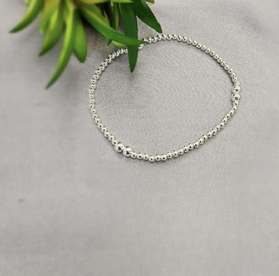 Sterling silver 2.5 mm ball elastic bracelet