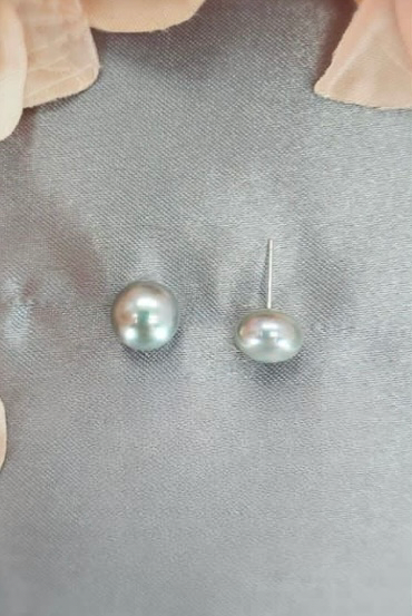 10-11mm grey freshwater pearl studs