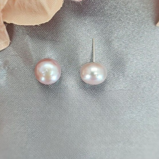 10-10,5 mm blush freshwater pearls studs