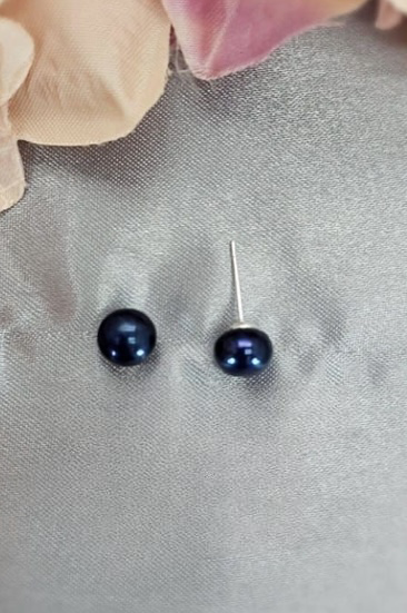 11-11.5mm dark blue freshwater pearl studs