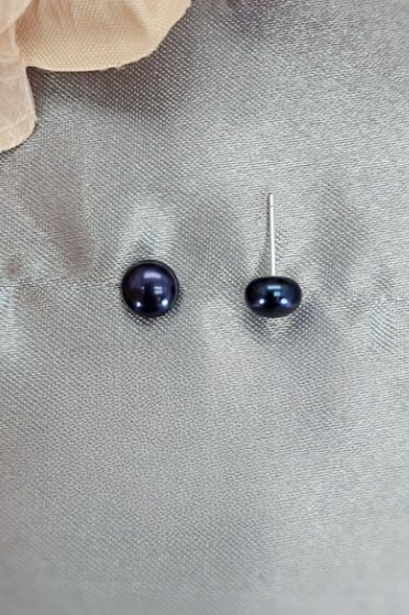 7-8mm dark blue freshwater pearl studs