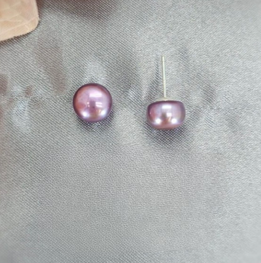 9-10mm pink freshwater pearl stud