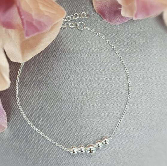 Sterling Silver Bracelet With 5 Balls