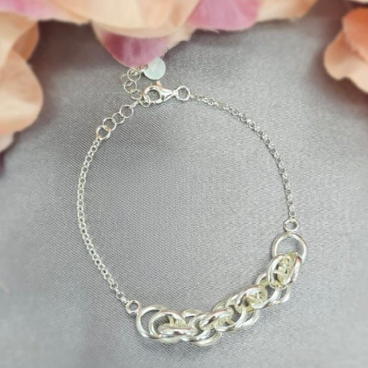 Sterling silver half way knotted bracelet