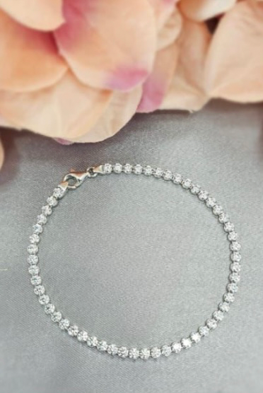 Sterling Silver Tennis Bracelet With Solid Setting And Beautiful Cubic Zirconia Stones