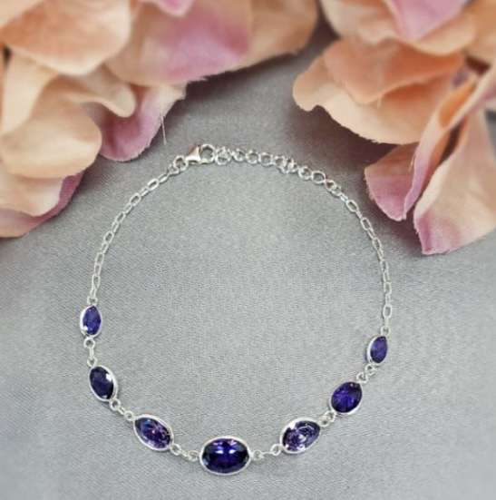 Purple cubic zirconia bracelet