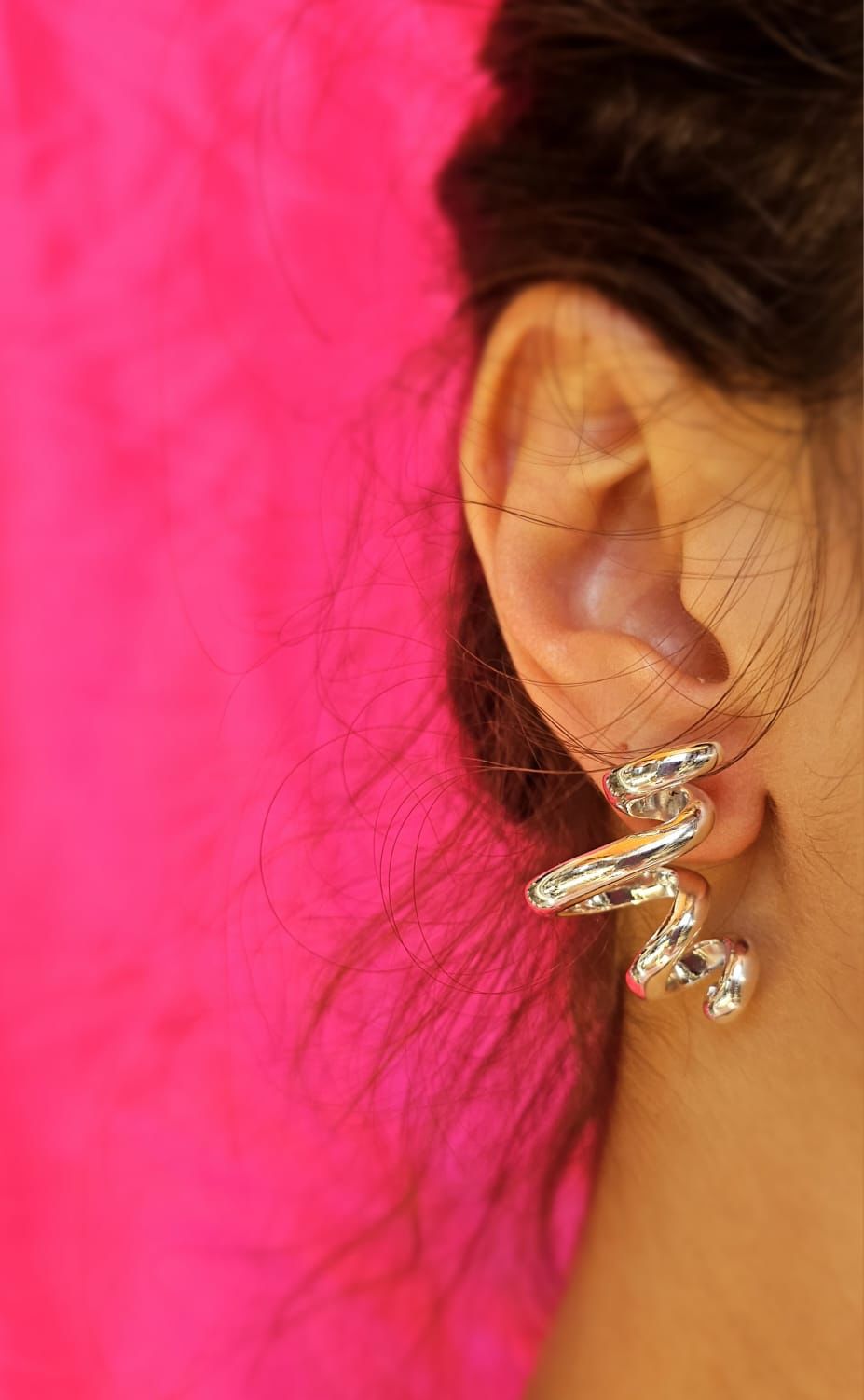 Sterling silver spiral statement earrings
