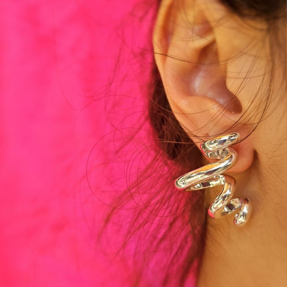 Sterling Silver Spiral Statement Earrings