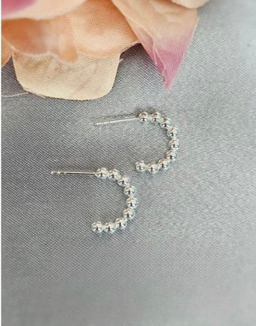 3mm half hoop with ball earrings