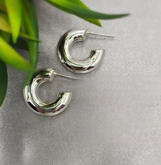 Large 5x 20 mm Silver Hoops