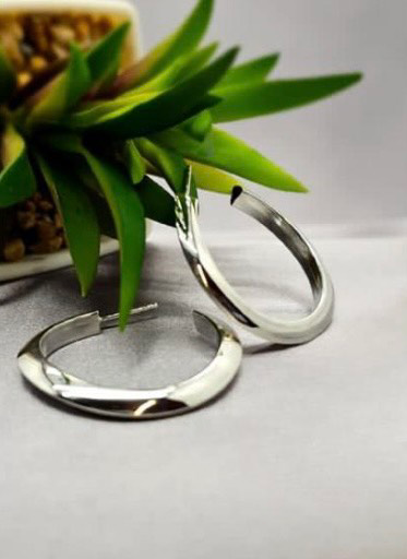 4x35mm Large Silver Hoop Earrings