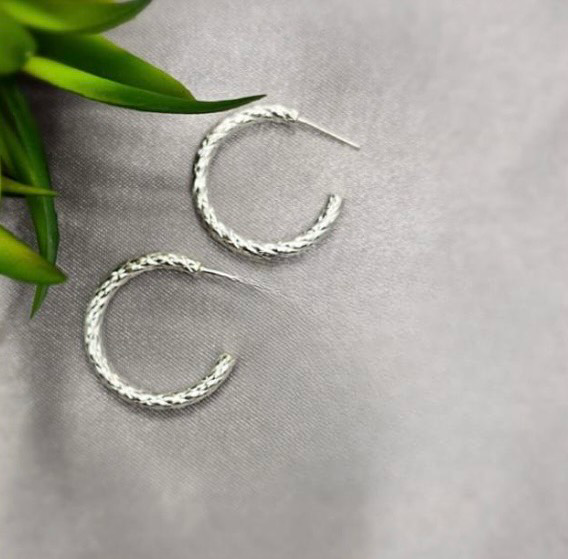 3X 25 Mm Rope Hoop Earrings