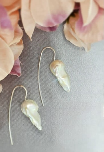 Pretty Baroque pearl on solid sterling silver hook