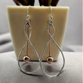 Twist And Turn Sterling Silver Drop Earrings With Rose Gold Dangle