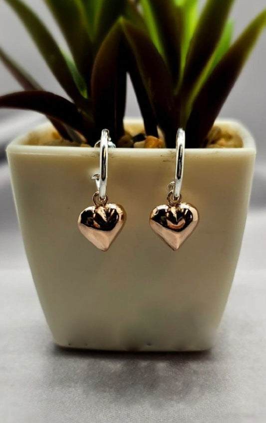 Pretty woman earrings with 10mm rose gold hearts