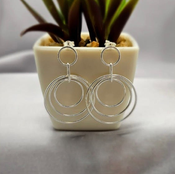 Circles on circle drop earrings