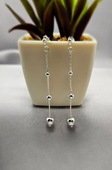 Sterling silver chain drops with three balls