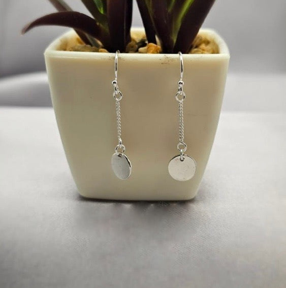 Drop Earrings With Chain And Plate Detail