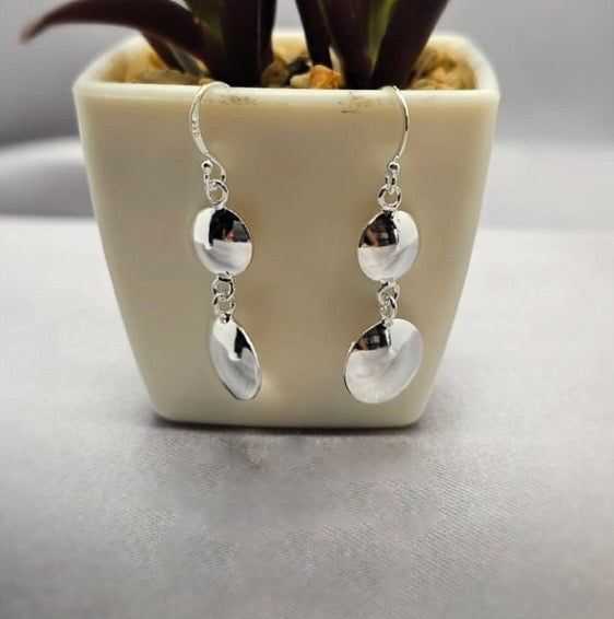 Double half circle hanging earrings