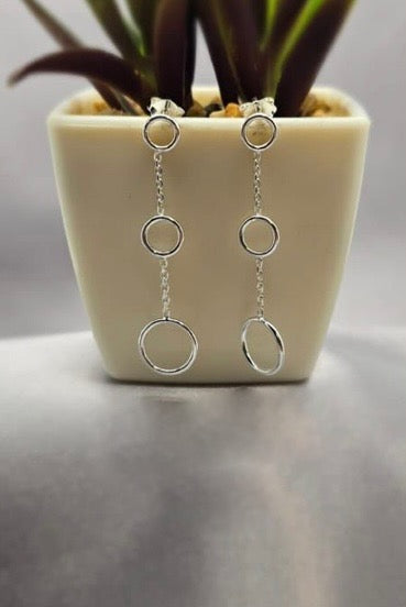 Sterling silver chain drops with three circles