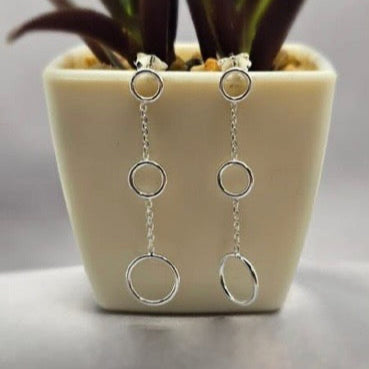 Sterling Silver Chain Drops With Three Circles