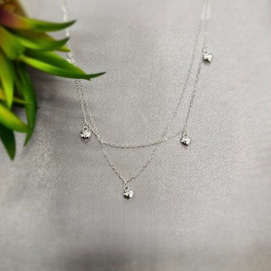 Double Necklace With Lots Of Puffy Hearts