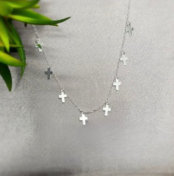 Necklace with lots of shiny little crosses