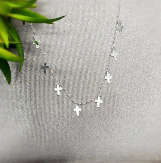 Necklace With Lots Of Shiny Little Crosses