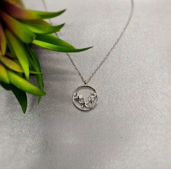 Sterling Silver Necklace With Sea Animals In Circle