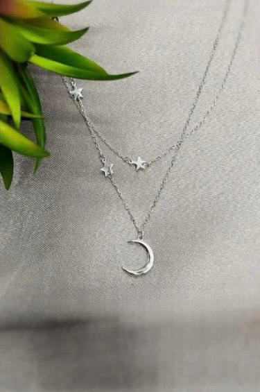 Moon and star stunning Double necklace