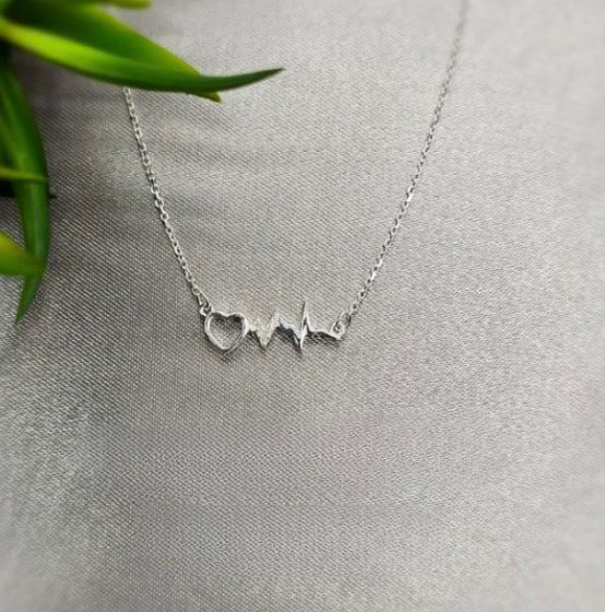 Heartbeat And Heart Necklace