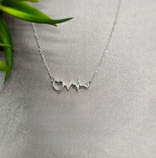 Heartbeat and heart Necklace