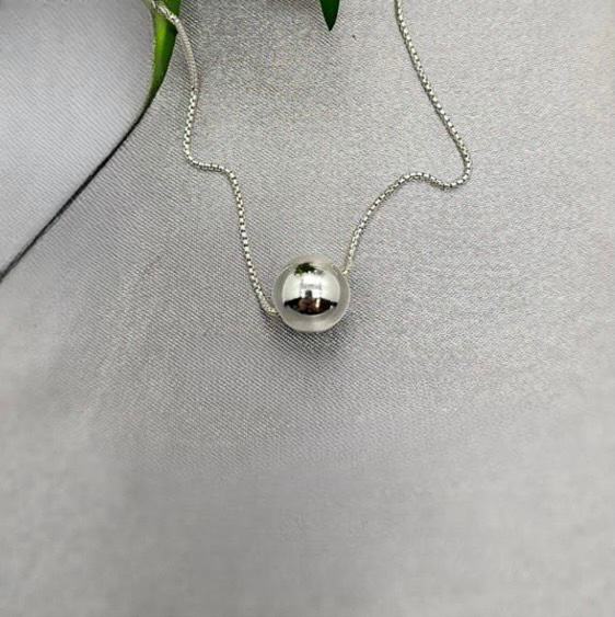 50cm Sterling silver necklace with 10mm ball Slider