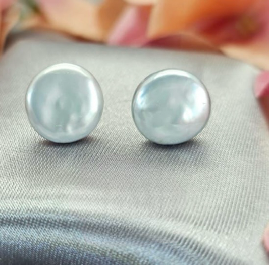 12mm coin pearl studs