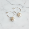 Sterling Silver Pretty Woman Earrings With 13mm Oval Freshwater Pearls