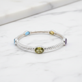 Sterling Silver Bangle With Rainbow Colour Stones - Terciany 