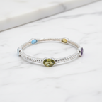 Sterling Silver Bangle With Rainbow Colour Stones - Terciany 