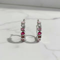 Semi Precious stone Ombre pink Hoop earrings