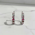 Semi Precious stone Ombre pink Hoop earrings