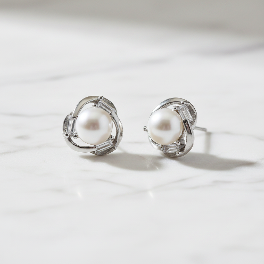 12 mm Pretty Freshwater Pearl In Crystal Flower Bed - Terciany 
