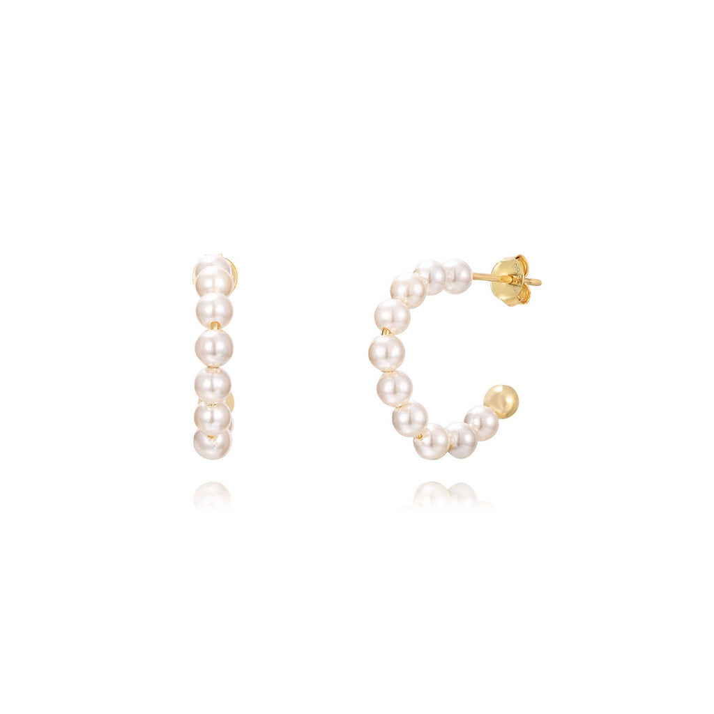 20mm Gold Hoop Pearl Earrings