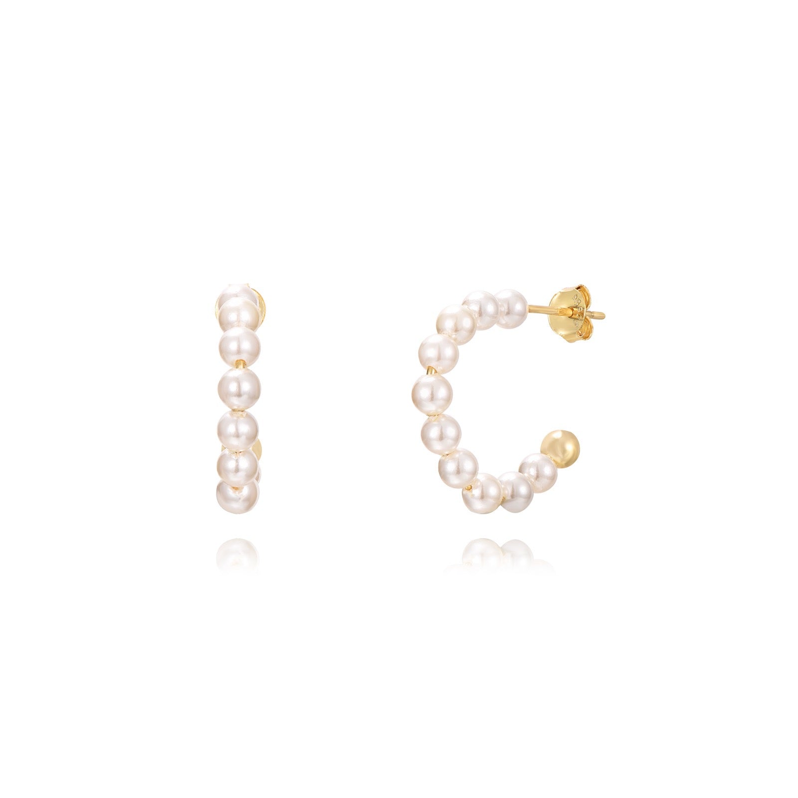 20mm Gold Hoop Pearl Earrings
