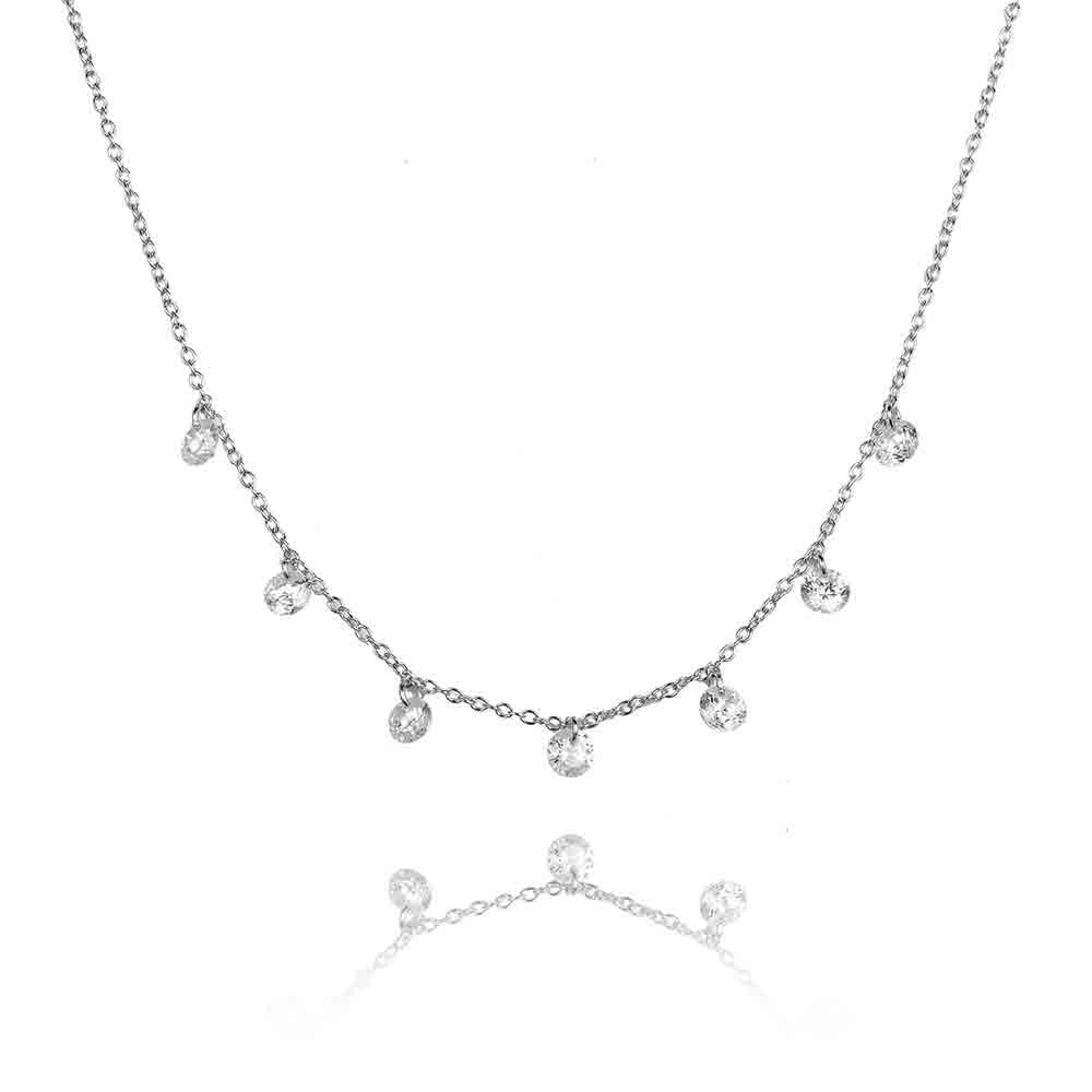 Cubic crystal drop necklace